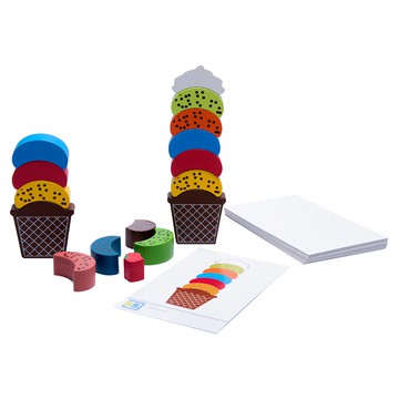 BS Toys 瘋狂冰淇淋平衡遊戲 4歲以上 30張不同難易度題卡 24個冰淇淋零件 環保木材 水性安全塗料  Multicolor  1組