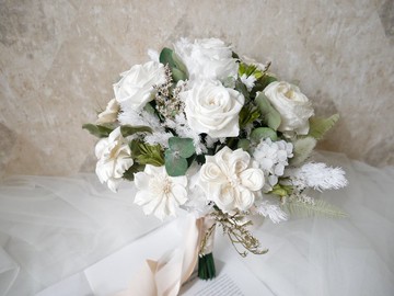 自然型手綁不凋花分束捧花【純粹漾白】分享捧花/客製化
