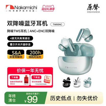 Nakamichi中道藍牙耳機主動降噪通話降噪藍牙耳機 長效續航TW60NC