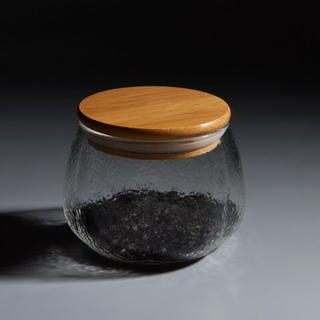 玻璃磨砂茶葉罐木蓋功夫茶倉存茶罐日式茶葉罐儲物密封花茶收納罐