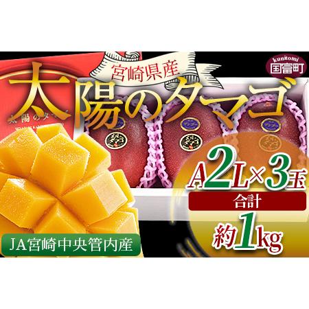 ふるさと納税 予約受付！数量限定＜宮崎県産 太陽のタマゴ A等級 2Lサイズ×3玉（合計約1kg）＞2024年4月下旬〜2024年6月下旬.. 宮崎県国富町