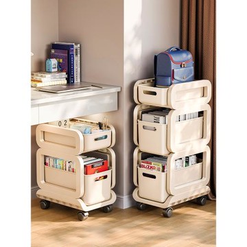 書包置物架可移動小推車書本收納架神器家用多層學生放書包滑輪柜