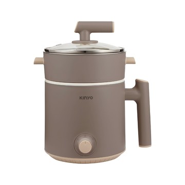 【KINYO】1.6L多功能陶瓷美食鍋(FP-0775)｜附蒸籠 布朗尼色 陶瓷塗層 料理鍋 電火鍋 蒸鍋 泡麵鍋