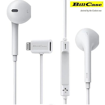 Bill Case GaN n Roses 天籟T型 20W同步快充 Lightning專用入耳線控耳機 128公分  靚白