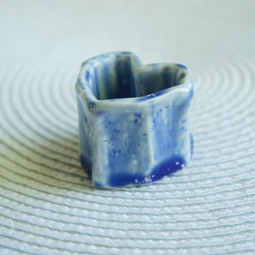 Lovely日本瓷土【藍心小盆、飾品皿、流釉藍】