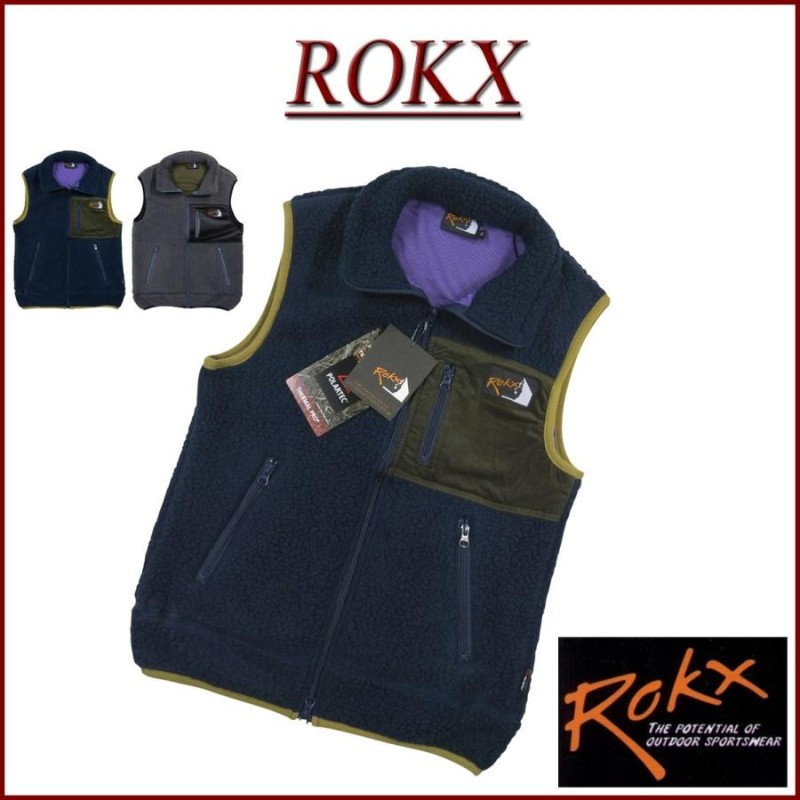 ROKX ロックス BERBER VEST コーデュロイ切替 パイルボア フリース