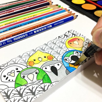 有趣日常 ∣ 鸚鵡 ‧ 塗鴉紙卡本 (空白 )