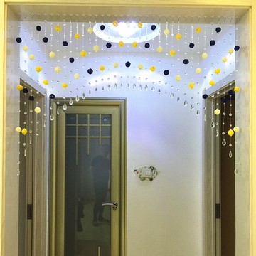 門簾 北歐輕奢藤球珠簾水晶隔斷窗風水門簾玄關拱形客廳臥室免打孔簾子