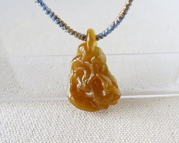 本命年【九尾紅狐】冰紅翡翠絲光編織項鍊*SA62*招財、開運、辟邪