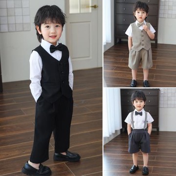 男童休閑套裝夏季衣服中小童演出服兒童演講寶寶周歲花童禮服