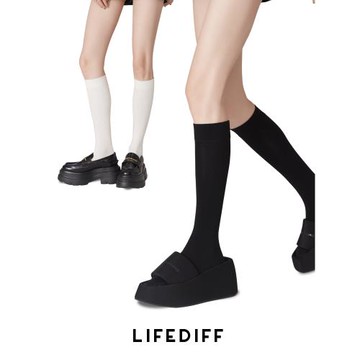 黑色JK壓力顯瘦小腿襪設計感女高筒瘦腿白襪子棉搭配小皮鞋秋冬季