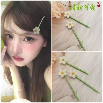 韓版髮夾🍷可愛刺繡雛菊一字側邊髮夾彩色花朵少女甜美頭飾髮卡ins劉海 森系頭繩 大髮夾 鯊魚夾 金屬夾 韓妞夾 法式髮