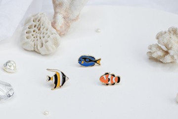 熱帶魚 Tropical fish 海洋生物 夾式耳環 生日禮物 紙盒包裝