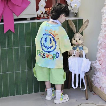 男童夏套裝森系2025新款痞帥中小童夏裝短袖炸街兒童夏季寶寶t恤