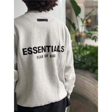 植絨字母ESSENTLAIS FOGESS2025圓領衛衣男嘻哈寬松高街美式秋冬