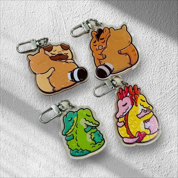 抱抱系列 雙面鑰匙圈 吊飾∣親愛的你到底在我背後做了什麼