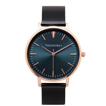 Hera 簡約中性款金屬腕錶[小錶面] 湖水綠面-米蘭黑