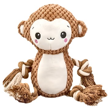 毛皇上 高質感毛絨玩偶 內置PP棉+發聲器  19cm  手繩猴子 棕色  1個