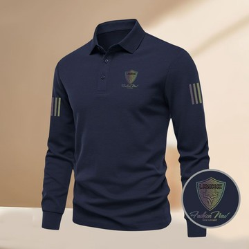 【秋冬新款 長袖Polo 工作服 寬鬆大碼 長袖t】商务休闲翻领POLO衫秋季轻奢长袖新款T恤时尚百搭港风外穿內搭上衣