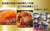 ＜2023年12月から順次発送＞ 北海道産 海の幸 定期便 いくら 500ｇ 250 ｇ × パック 毛がに 2尾 活きホッキ貝 20個 北海道 新ひだか町 ＜ 予約商品 ＞