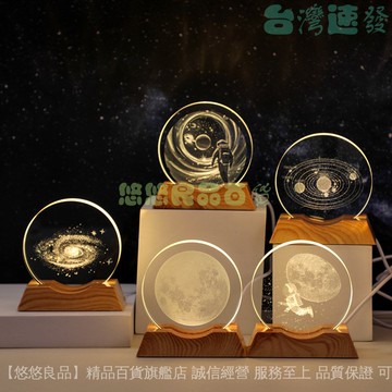 ✅店家嚴選 ⑦天鑒賞✅水晶髮光小夜燈桌麵裝飾擺件臥室氛圍燈LED燈聖誕禮物生日禮物