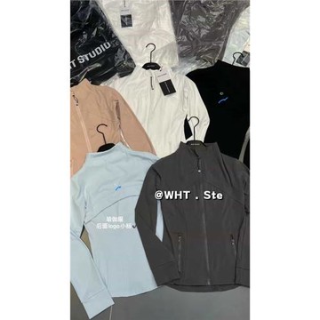 WH JIA春季凈版設計感拼接印花立領防嗮開衫外套女百搭瑜伽服上衣