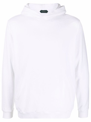 Zanone - ribbed-detail hoodie - men - Cotton - 48 - White