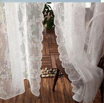 白沙新品小窗戶窗簾紗布料蕾絲飄窗長簾子韓版2019會議室輔料臥室