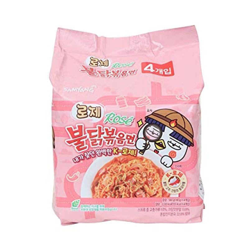 三養 ローズブルダック炒め麺 140g×4個入   韓国食品   韓国ラーメン   ブルダック炒め麺   辛口ラーメン