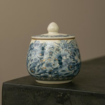 米黃汝窯茶葉罐家用仿古陶瓷罐儲茶罐醒茶罐存茶罐功夫茶具配件