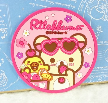 【震撼精品百貨】Rilakkuma San-X 拉拉熊懶懶熊~圓杯墊_粉