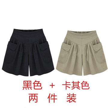 夏裝大碼女裝胖mm200斤加肥加大號短褲女胖妹妹寬松高腰闊腿熱褲