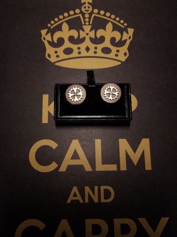 褐色木質齒輪袖扣紳士袖扣