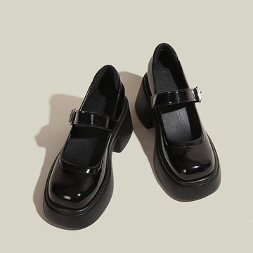 Taroko 學院風漆皮女款小尺碼瑪莉珍厚底粗高跟鞋(2色可選)