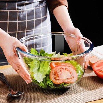 家用廚房大號玻璃盆和面盆加厚打蛋盆耐熱揉面盆碗發面盆透明碗