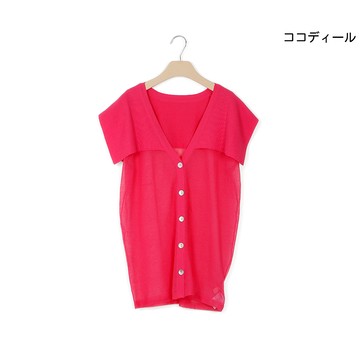 【ココディール】粉色透膚海軍領背心 O5P31411