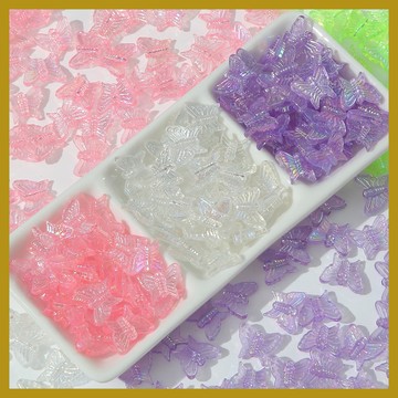 （10個/包）鐳射蝴蝶亞克力手工串珠 手鏈材料 散珠串珠包飾品 diy串珠 串珠材料 串珠材料包 珠珠材料 手串材料