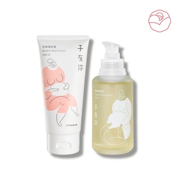 【ISUNEED 子有你】孕期無痕油霜組（妊娠撫紋霜150ml＋滋養按摩油100ml）