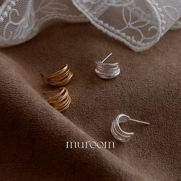 高級日常通勤【金屬繞絲耳環】muroom 925銀針 隔日到貨 [M05]