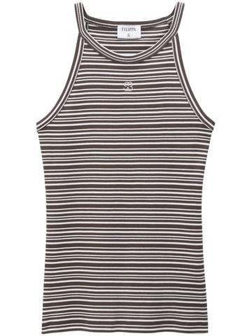 Filippa K - monogram-embroidered striped organic cotton tank top - women - Organic Cotton - XS - Brown