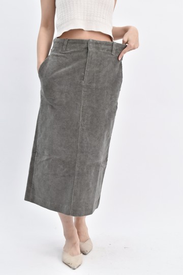 (S) floor質感正韓絨布灰色長裙