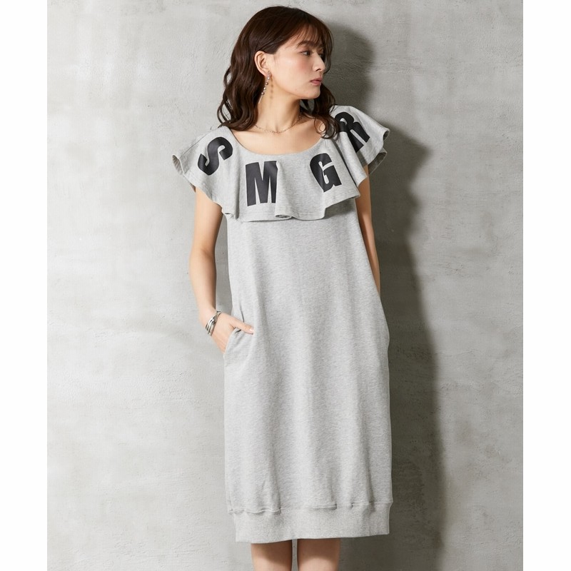 大きいサイズ ラッフルフリルロゴプリント裏毛ワンピース ローズファンファン 通販 Lineポイント最大get Lineショッピング