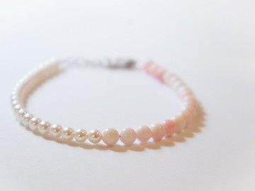 925 SILVER天然粉嫩女皇貝胭脂貝天然淡水珍珠手鐲