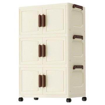 FANCY LIFE 帶輪折疊收納櫃 3層  56  x 28 x 78cm  奶油白