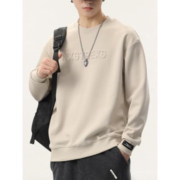 圓領長袖t恤男秋季寬松套頭衛衣2025秋冬新款印花男士上衣服男款