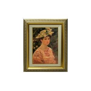 ルノワール　バラの帽子を着飾る若い女 Ｆ４　　　絵画　販売　4号　油彩　人物画　477×387mm　送料無料 （ルノアール）