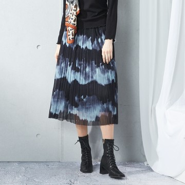 CLL巧玲瓏 潑墨感漸層壓褶紗裙 3250863