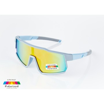 Z-POLS 頂級TR90材質兒童專用款 淺灰藍配色搭POLARIZED電鍍七彩偏光抗UV400運動太陽眼鏡(舒適超彈性)