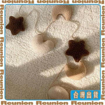 ins 布藝刺繡氣球裝飾兒童攝影拍照擺件道具星星月亮羊羔絨拉旗 可開發票✔Reunion🏠臺灣出貨🏠