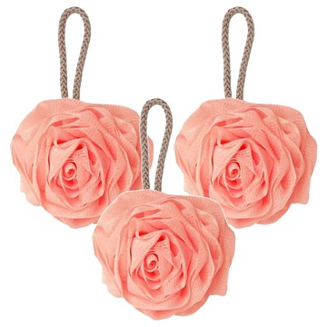 好物良品 超柔軟親膚去角質玫瑰花沐浴球 粉色  3入  1入